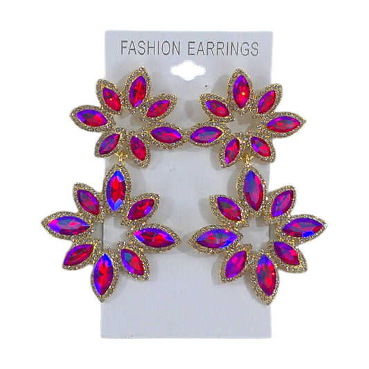 CRYSTAL FLOWER DROP BRIDAL EARRING 4312-37 (12PC)