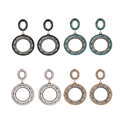 RHINESTONE CIRCLE DROP HOOP EARRING 904-17 (12PC)