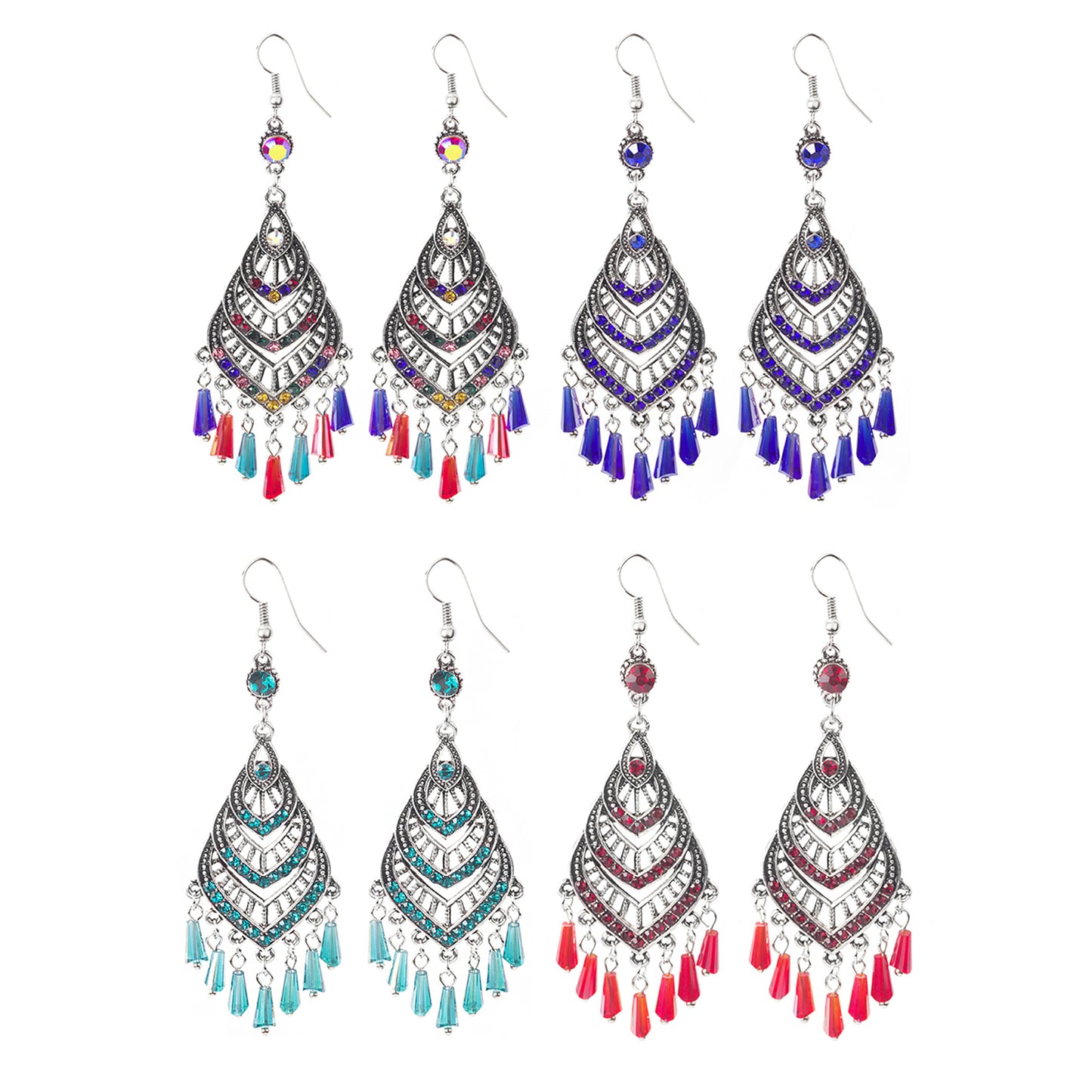 COLOR STONE CHANDELIER EARRING ER904-25 (12PC)