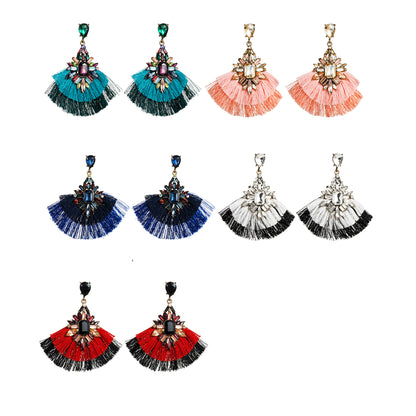 COLOR STONE TASSEL EARRING 904-29 (12PC)