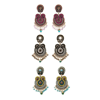 CIRCLE BEAD TASSEL EARRING 904-2 (12PC)