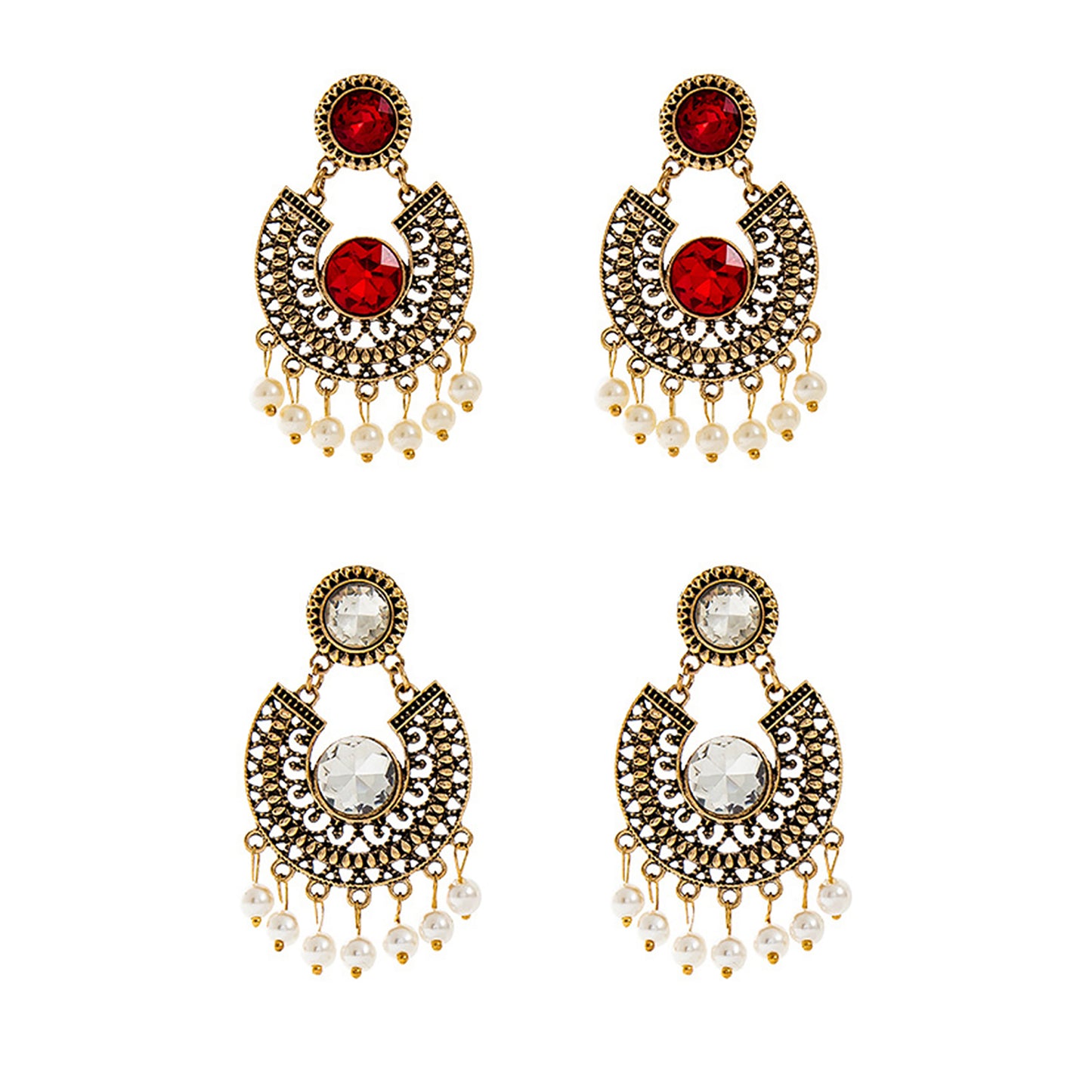 COLOR STONE CHANDELIER EARRING 904-3 (12PC)