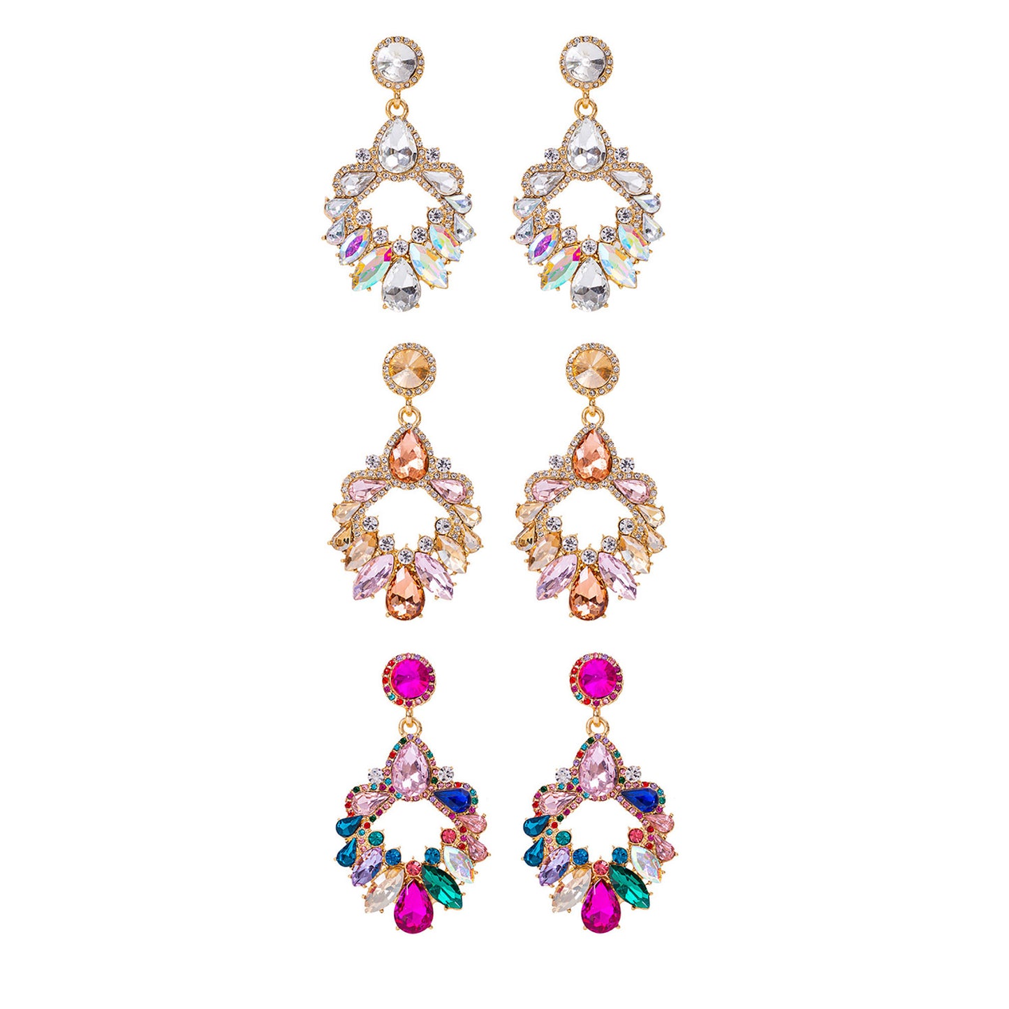 COLOR STONE CLUSTER EARRING 904-5 (12PC)