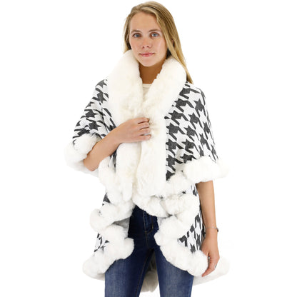 STAR PATTERN FUR DOUBLE LAYER SHAWL P3111(3PC)