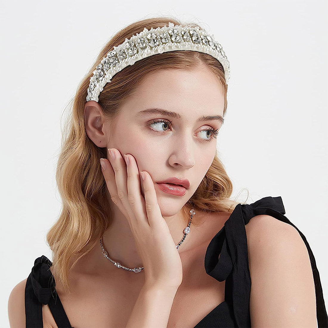 PEARL CRYSTAL DECOR HEADBAND HB1012-6 (12PC)