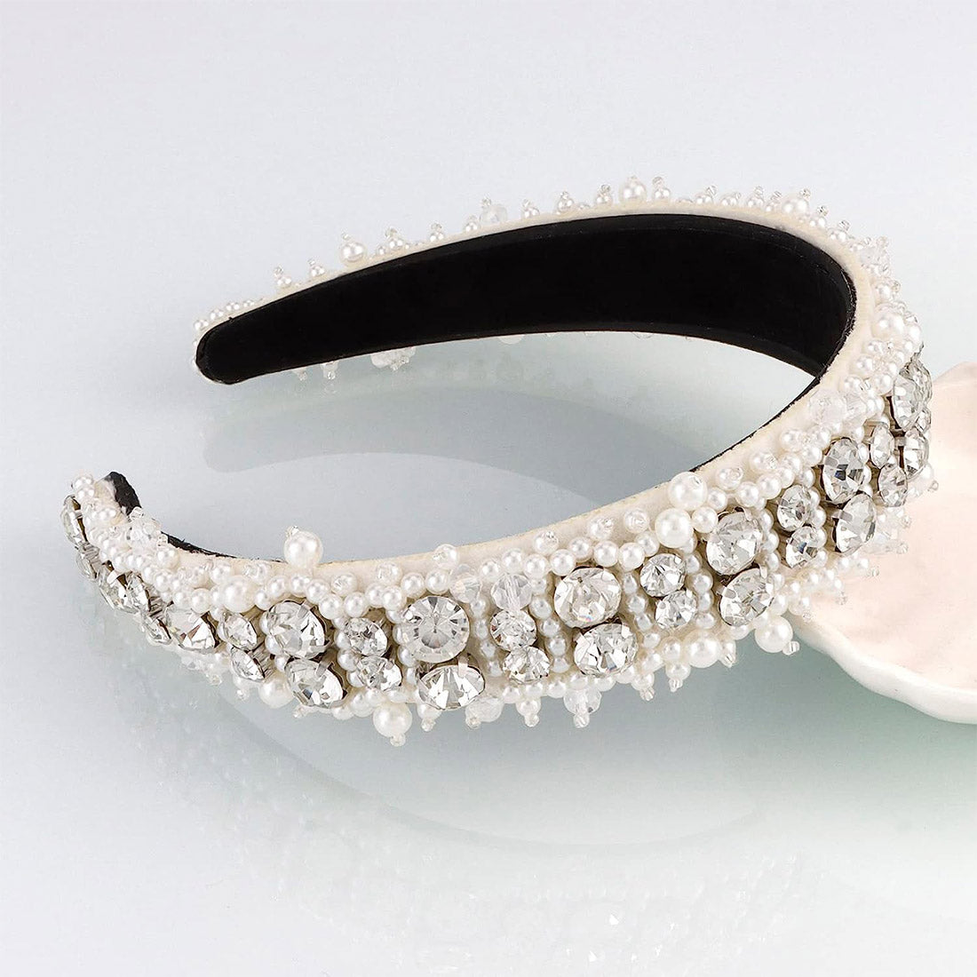 PEARL CRYSTAL DECOR HEADBAND HB1012-6 (12PC)