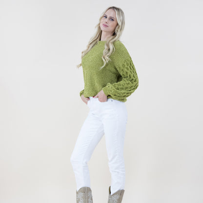 BRAID KNITTED SLEEVES CHENILLE SWEATER FP62504 (6PC)