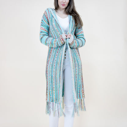 TRIBAL STRIPE PATTERN HOODIE FRINGED LONG CARDIGAN FP64088 (6PC)