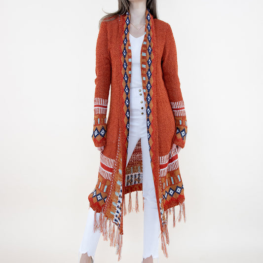 TIRBAL FRINGED LONG CARDIGAN FP64097 (6PC)