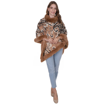 PAISLEY PATTERN FUR FRINGED PONCHO P197(12PC)