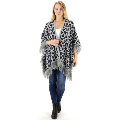 LEOPARD PATTERN FRINGED SHAWL SH524-1(3PC)