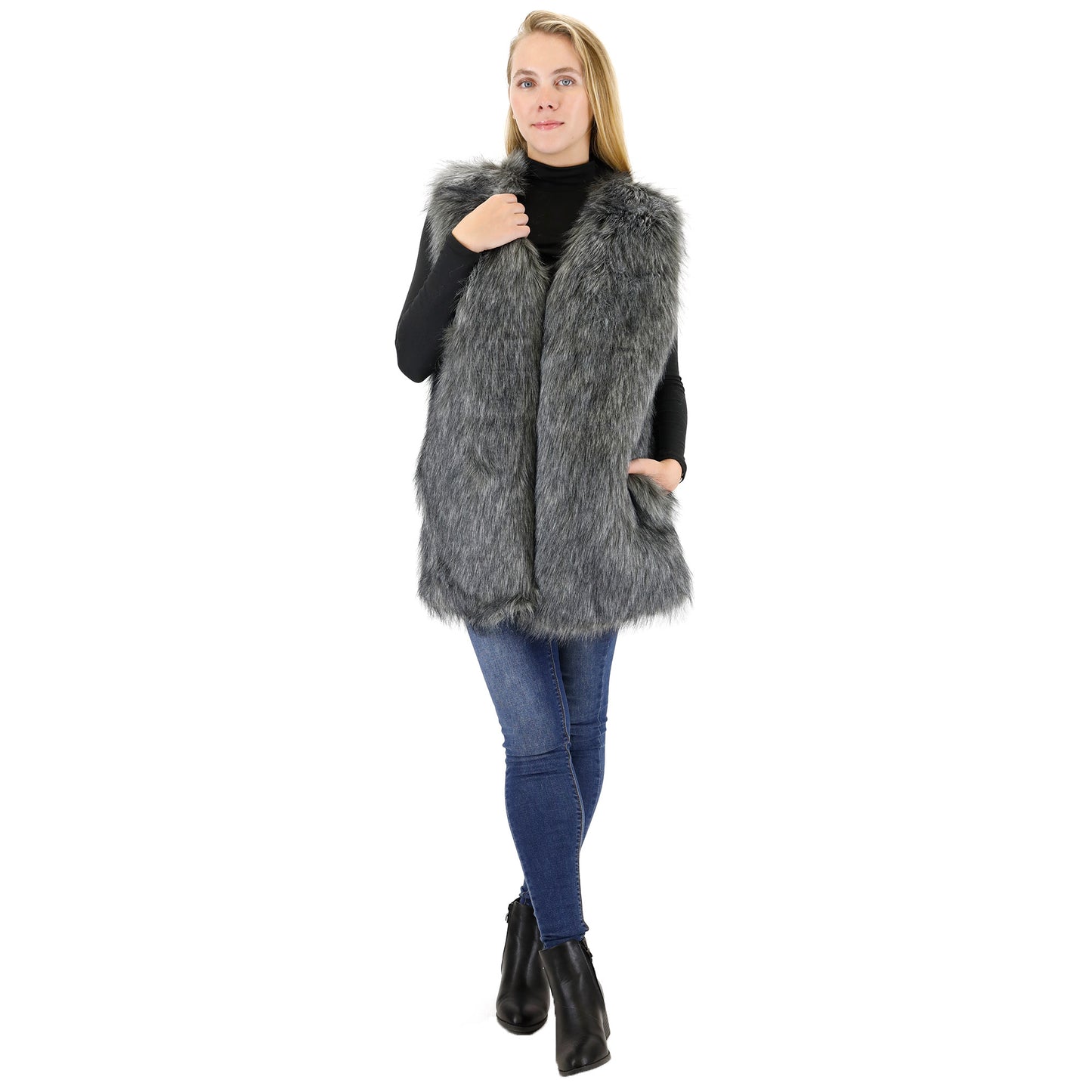 FAUX FUR VEST P3736(4PC)