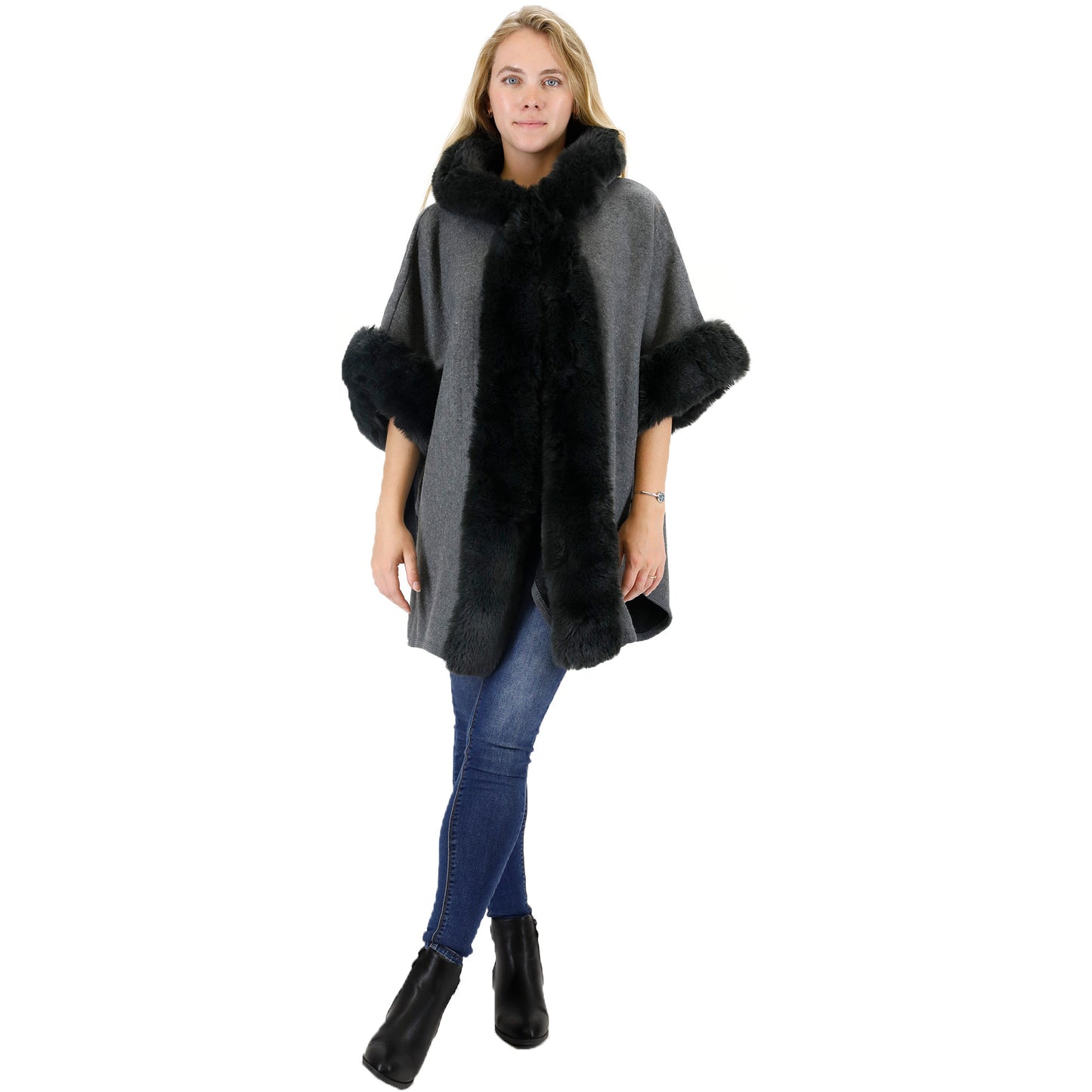 FUR HOODIE SHAWL P183(3PC)