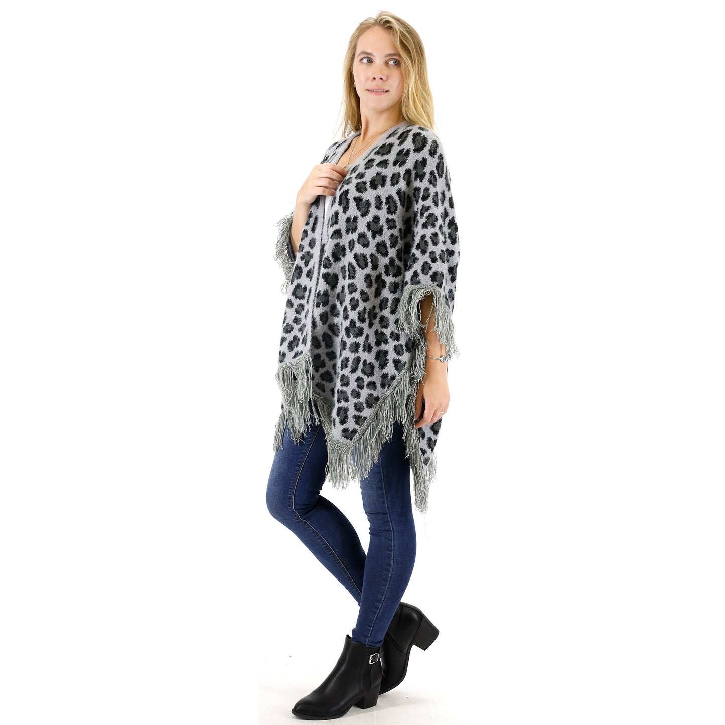 LEOPARD PATTERN FRINGED SHAWL SH524-1(3PC)