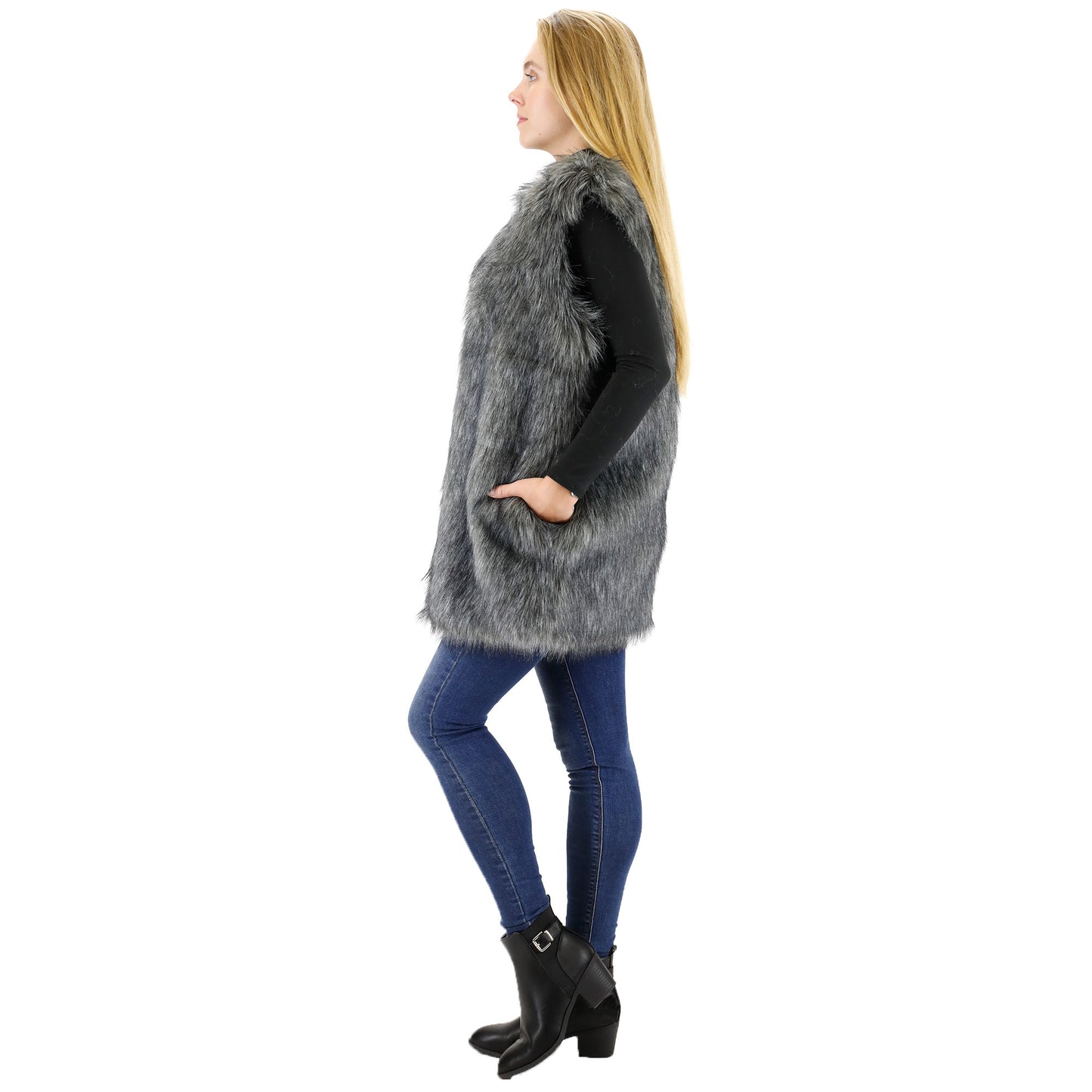 FAUX FUR VEST P3736(4PC)