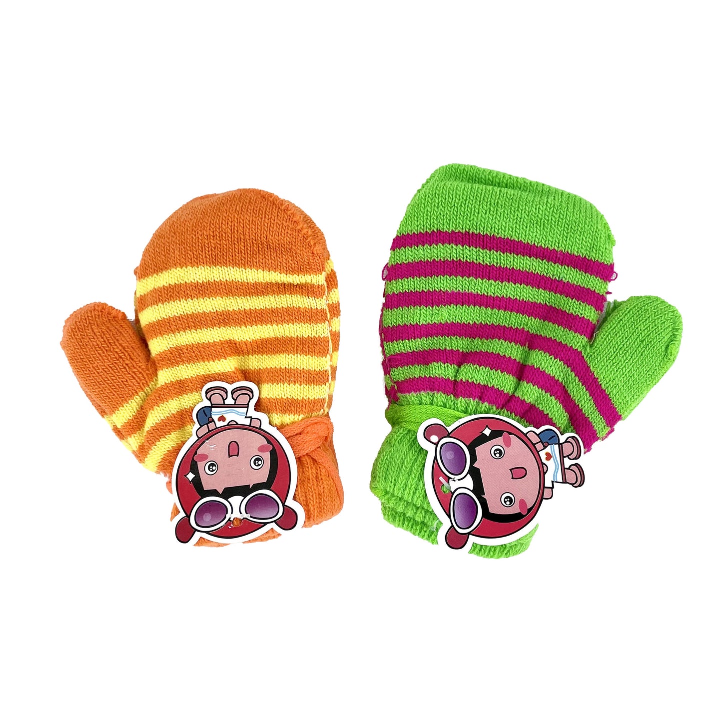 KIDS STRIPE PATTERN KNITTED MITTENS GLOVES GL10 (12PAIR)