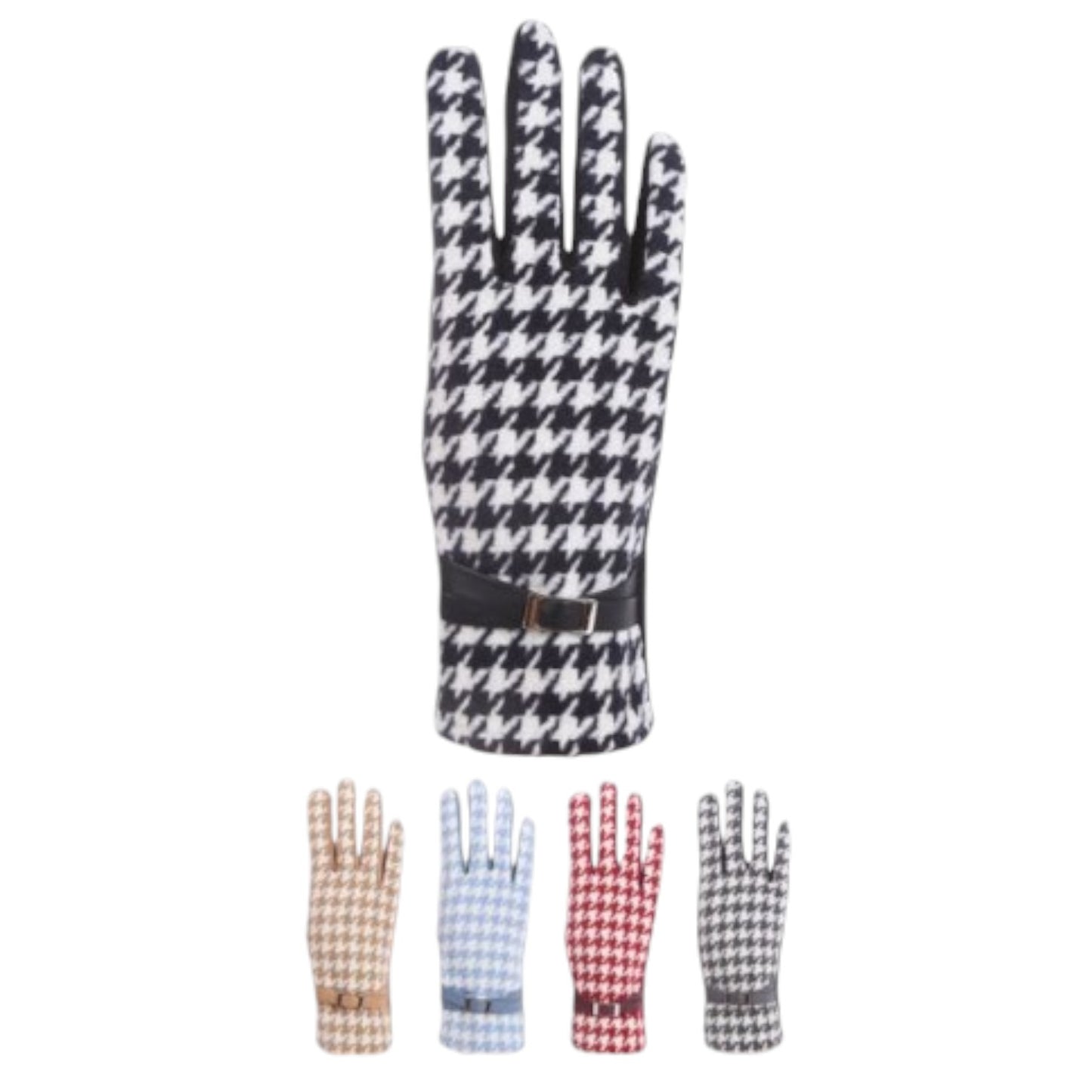 WOMEN'S HOUNDSTOOTH TOUCH SCREEN GLOVES GL183(12PAIR)