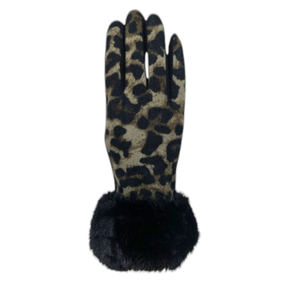 WOMEN'S FUR LEOPARD PATTERN GLOVES GL150 (12PAIR)