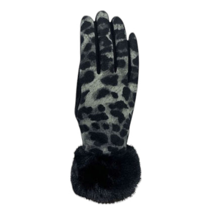 WOMEN'S FUR LEOPARD PATTERN GLOVES GL150 (12PAIR)