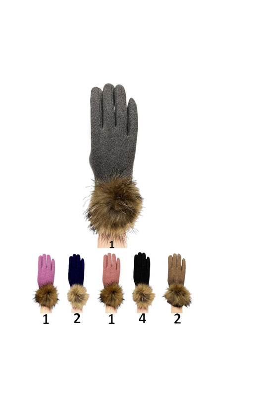 WOMEN'S POM POM GLOVES GL149 (12PAIR)