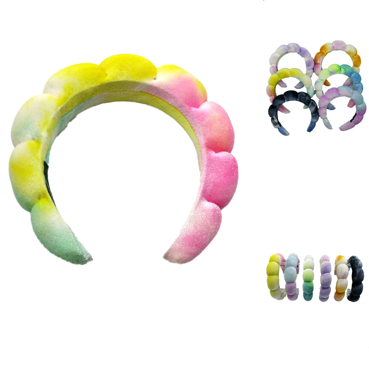 TIE DYE CROISSANT SPA HEADBAND HB1023-2 (12PC)