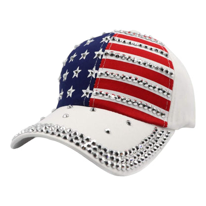 AMERICAN FLAG RHINESTONE STUDDED CAP 4418-1 (12PC)