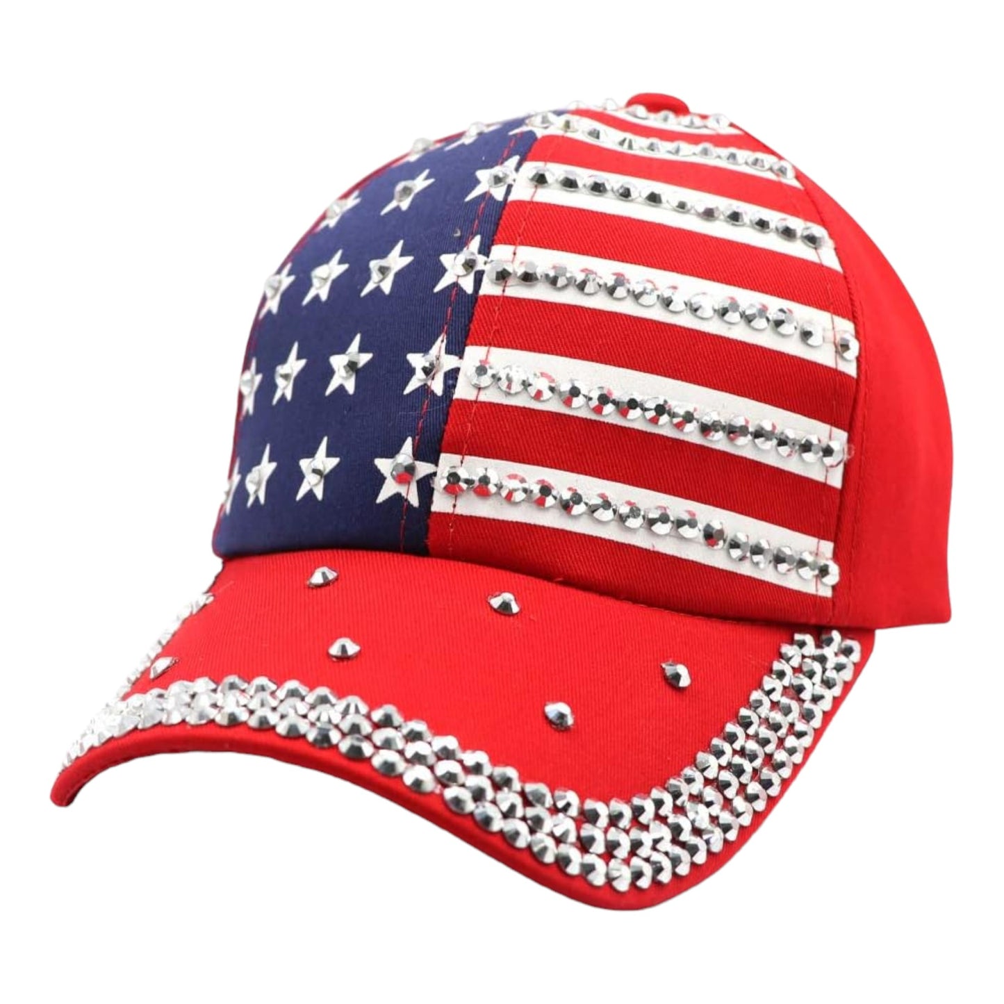 AMERICAN FLAG RHINESTONE STUDDED CAP 4418-1 (12PC)