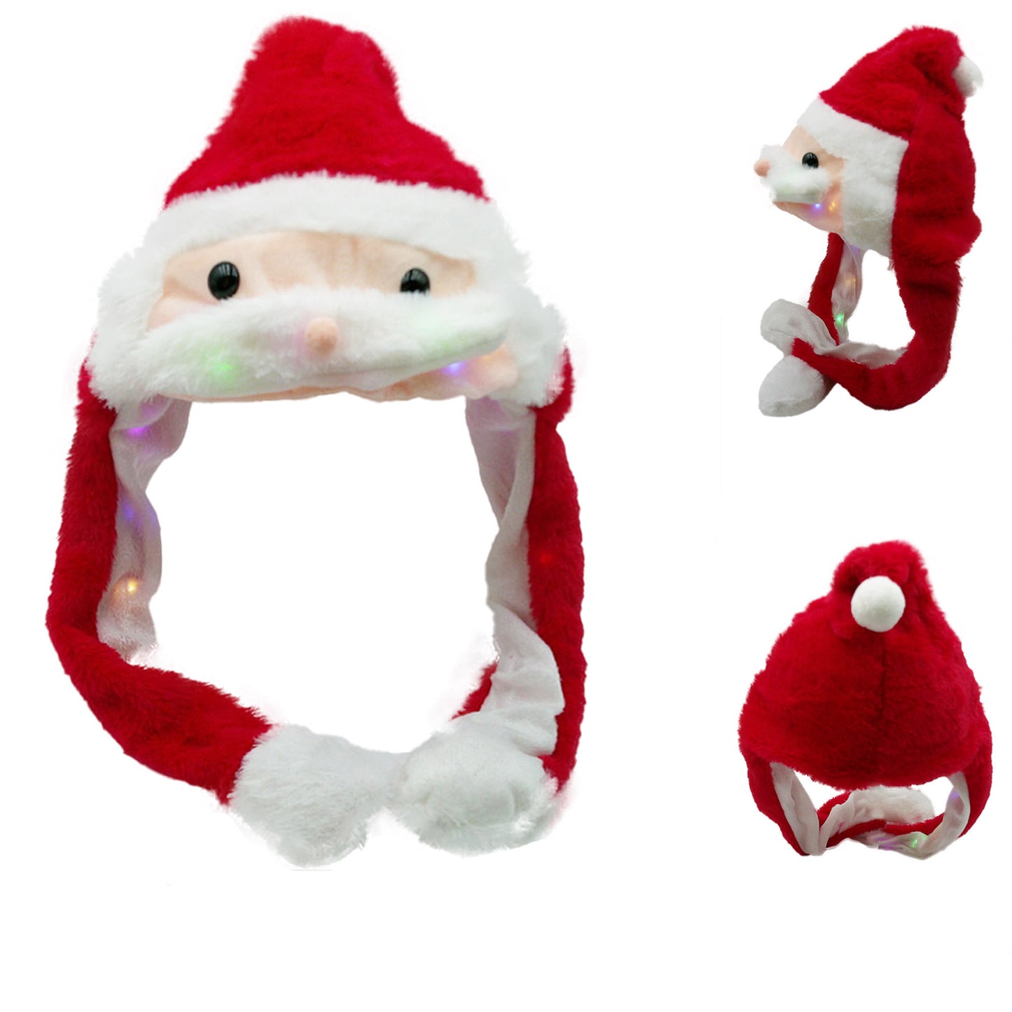 CHRISTMAS SANTA FACE LED LIGHT BEANIE H3810-3D (12PC)