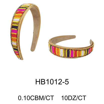 MULTY COLOR BEAD HEADBAND HB1012-5 (12PC)