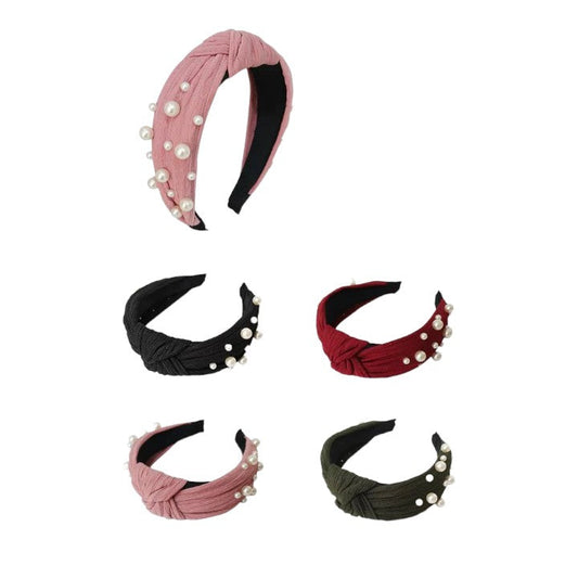 FABRIC TWIST PEARL HEADBAND HB809-3 (12PC)