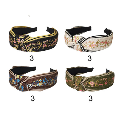 BOHO FLOWER EMBROIDERY KNOT HEADBAND HB21018-30 (12PC)