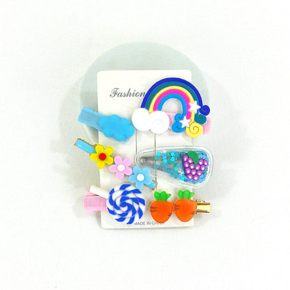 KIDS CUTE CARTOON CANDY FLOWER RAINBOW HAIR CLIPS 4229-8 (12PC)