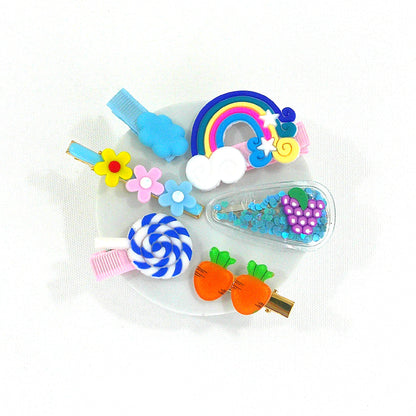 KIDS CUTE CARTOON CANDY FLOWER RAINBOW HAIR CLIPS 4229-8 (12PC)