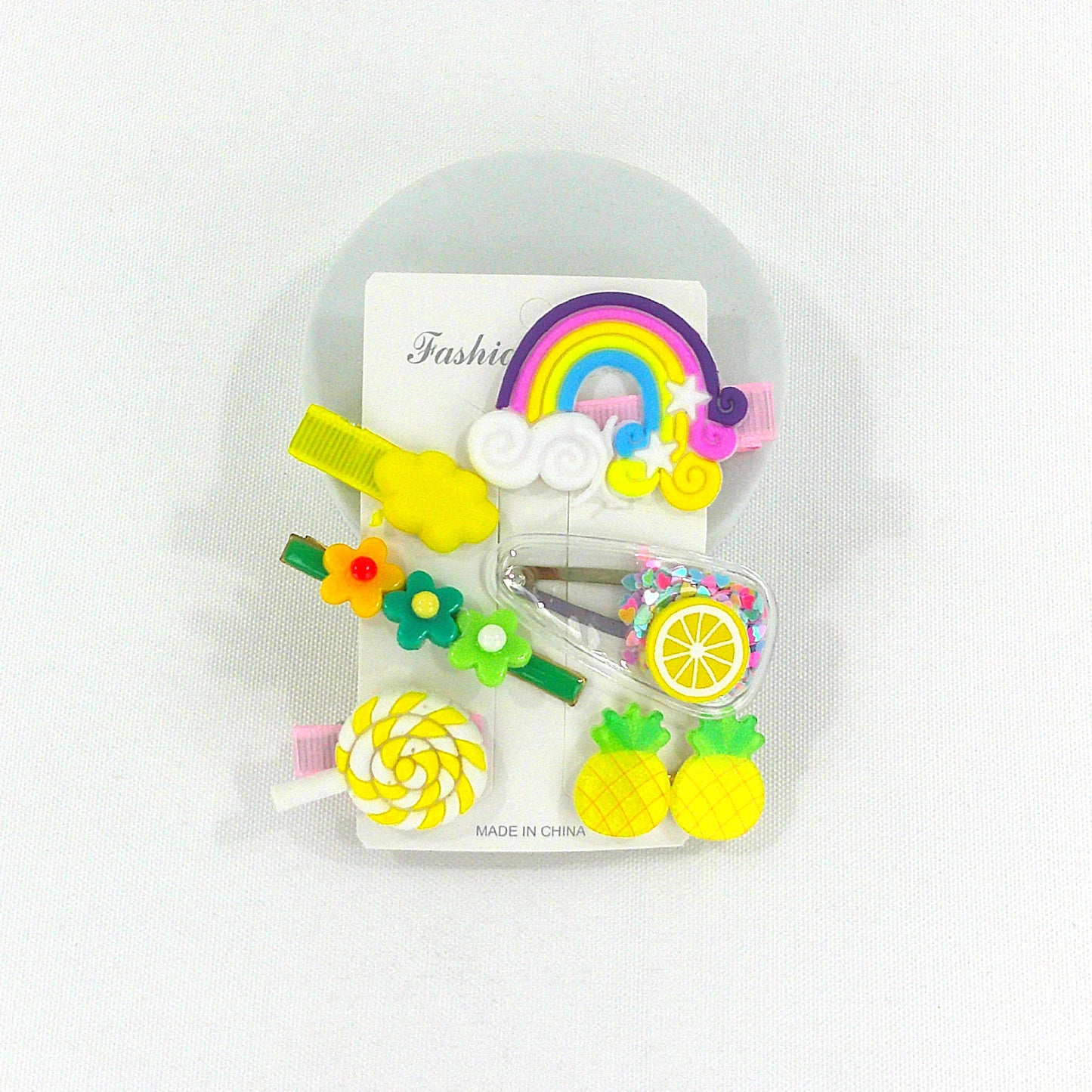 KIDS CUTE CARTOON CANDY FLOWER RAINBOW HAIR CLIPS 4229-8 (12PC)