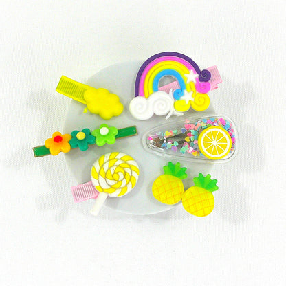 KIDS CUTE CARTOON CANDY FLOWER RAINBOW HAIR CLIPS 4229-8 (12PC)