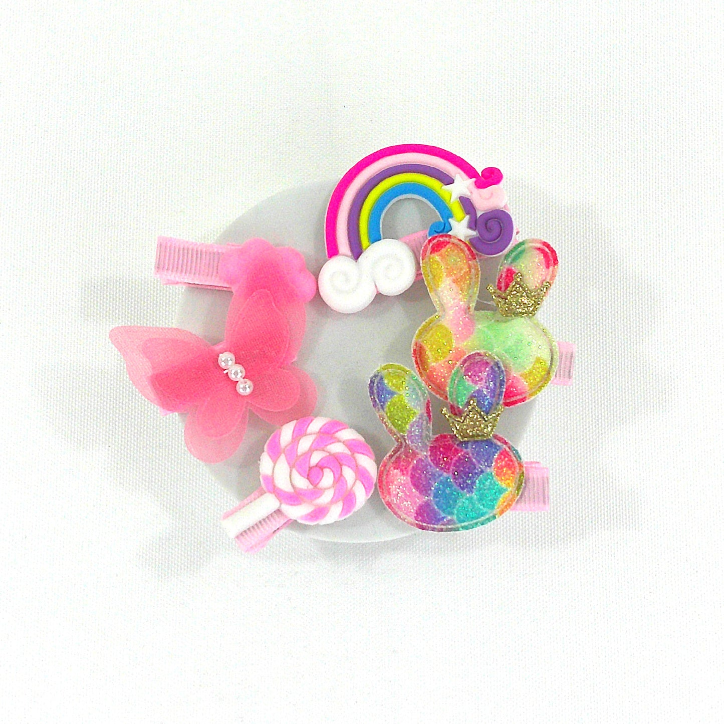 KIDS CUTE CARTOON FLOWER WHALE BUNNY HAIR CLIPS 4229-13 (12PC)