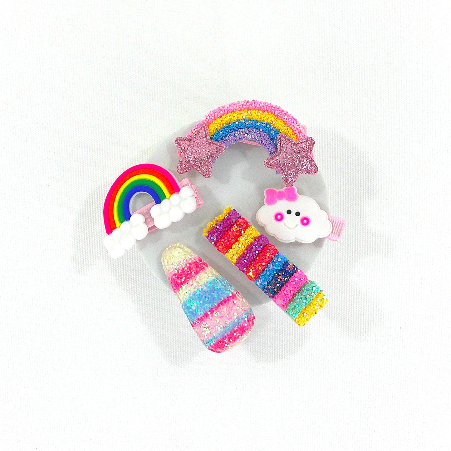 KIDS CUTE CARTOON UNICORN RAINBOW CUPCAKE HAIR CLIPS 4229-18 (12PC)