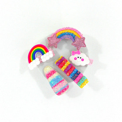 KIDS CUTE CARTOON UNICORN RAINBOW CUPCAKE HAIR CLIPS 4229-18 (12PC)