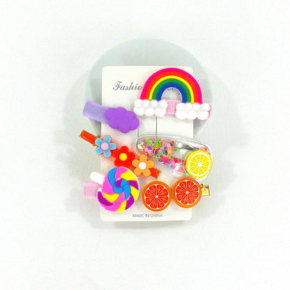 KIDS CUTE CARTOON CANDY FLOWER RAINBOW HAIR CLIPS 4229-8 (12PC)