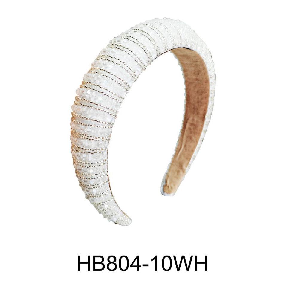 CRYSTAL DECO HEADBAND HB804-10WH (12PC)