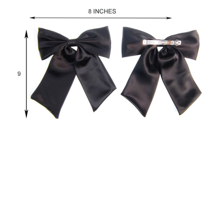 8 INCHES SATIN PLAIN BOW CLIP HC4112-15 AND 17 (12PC)