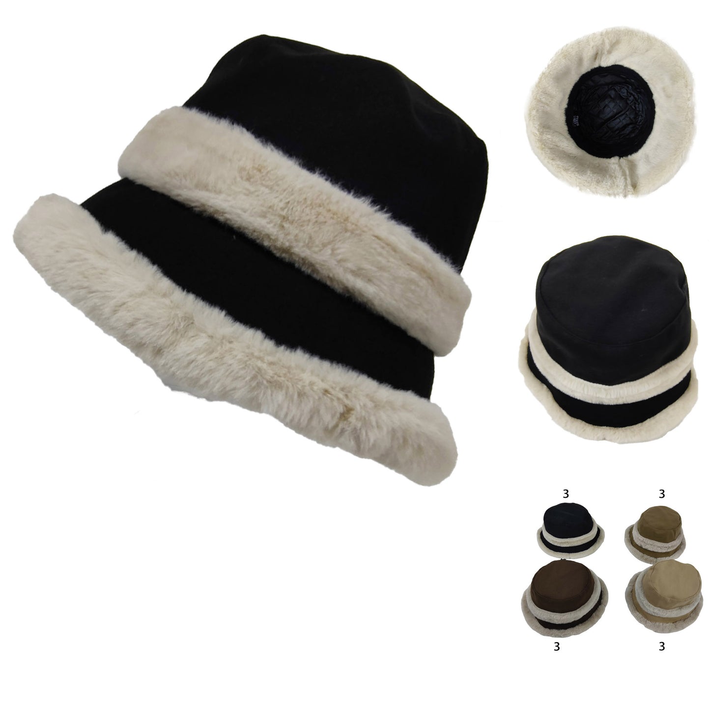 WOMEN'S FUR BUCKET HAT HT3104-5 (12PC)