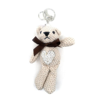 RHINESTONE BEAR CROCHET PLUSH KEY CHAIN KC924-1 (12PC)