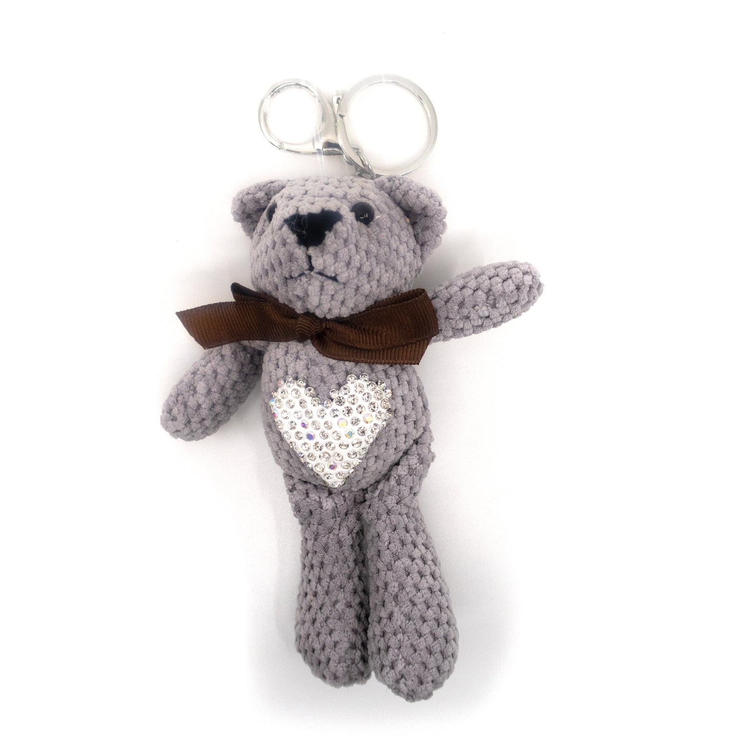 RHINESTONE BEAR CROCHET PLUSH KEY CHAIN KC924-1 (12PC)