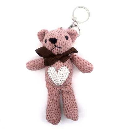 RHINESTONE BEAR CROCHET PLUSH KEY CHAIN KC924-1 (12PC)