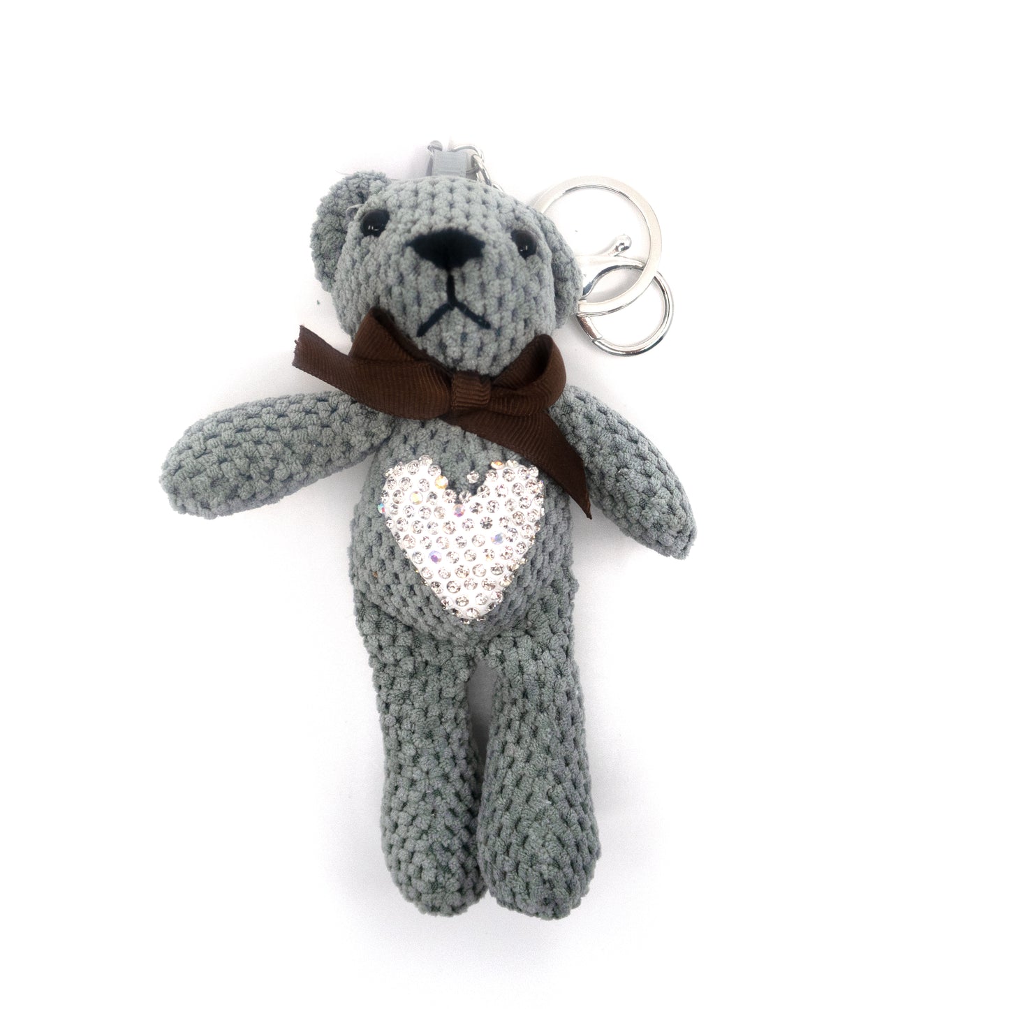 RHINESTONE BEAR CROCHET PLUSH KEY CHAIN KC924-1 (12PC)