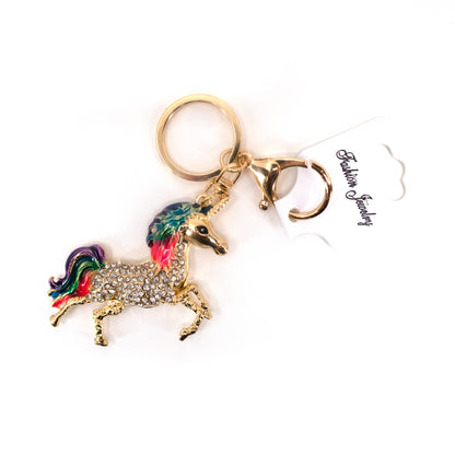 RHINESTONE UNICORN KEY CHAIN KC1022-41 (12PC)