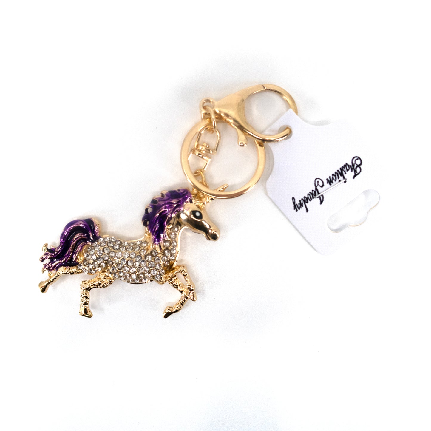 RHINESTONE UNICORN KEY CHAIN KC1022-41 (12PC)