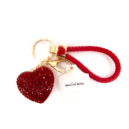 RHINESTONE HEART WRIST STRAP KEY CHAIN KC1201-41 (12PC)