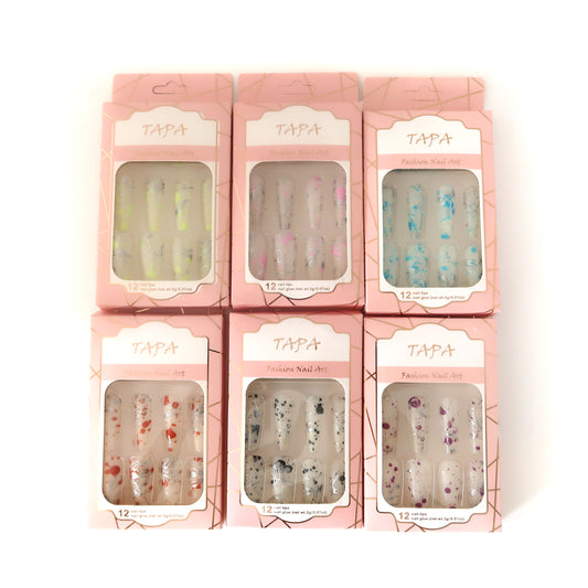 MULTI DESIGN LONG SQUARE FAKE NAIL SET SS1112-20 (12PC)